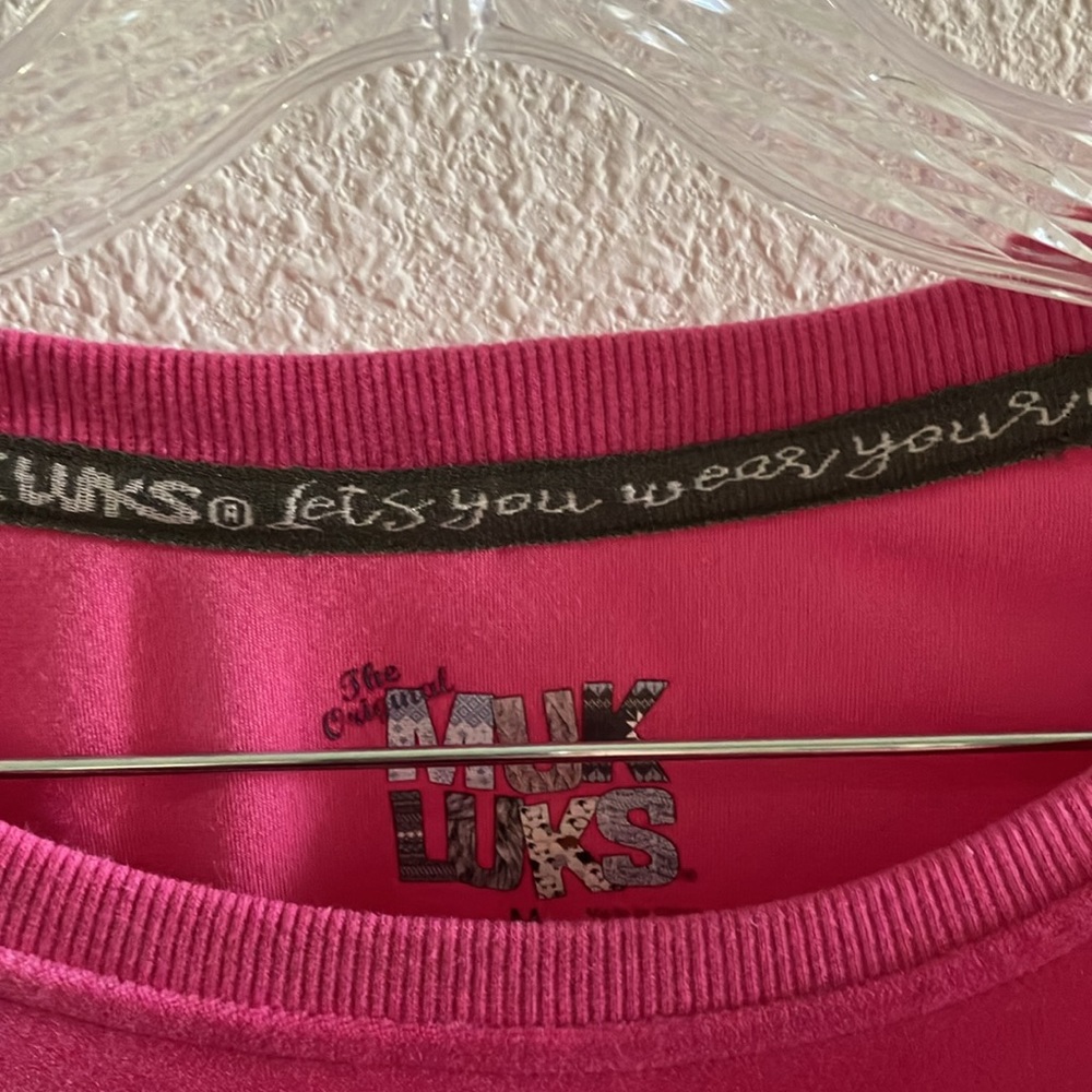 Muk Luks Hot‎ Pink/ Fuchsia Velour Sweatshirt Sz M- EUC - Picture 4 of 7